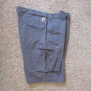Carhartt Relaxed Fit 44 Gray Cargo Shorts Heavier Twill Great Shape 10.5" Inseam